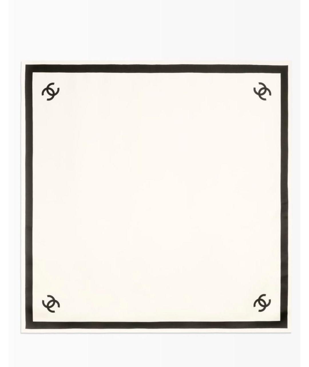 CHANEL Белый шелковый платок, фото 3