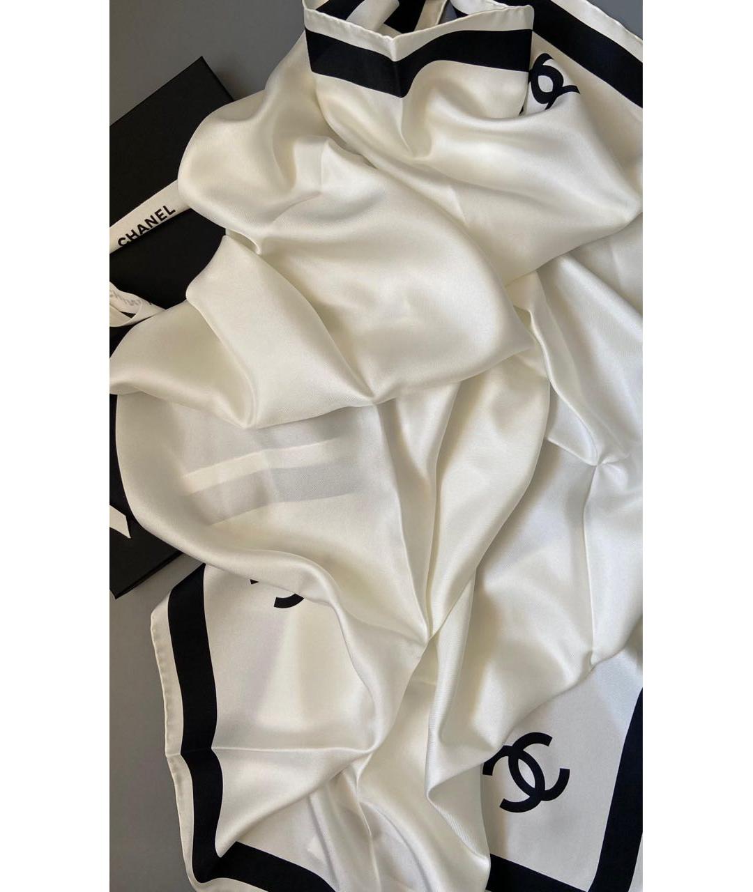CHANEL Белый шелковый платок, фото 2