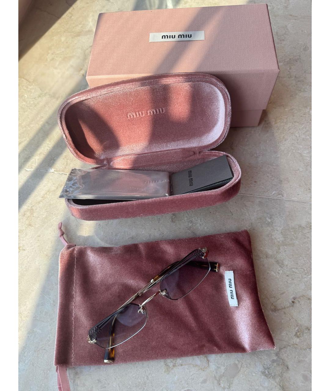 MIU MIU Золотые металлические солнцезащитные очки, фото 3