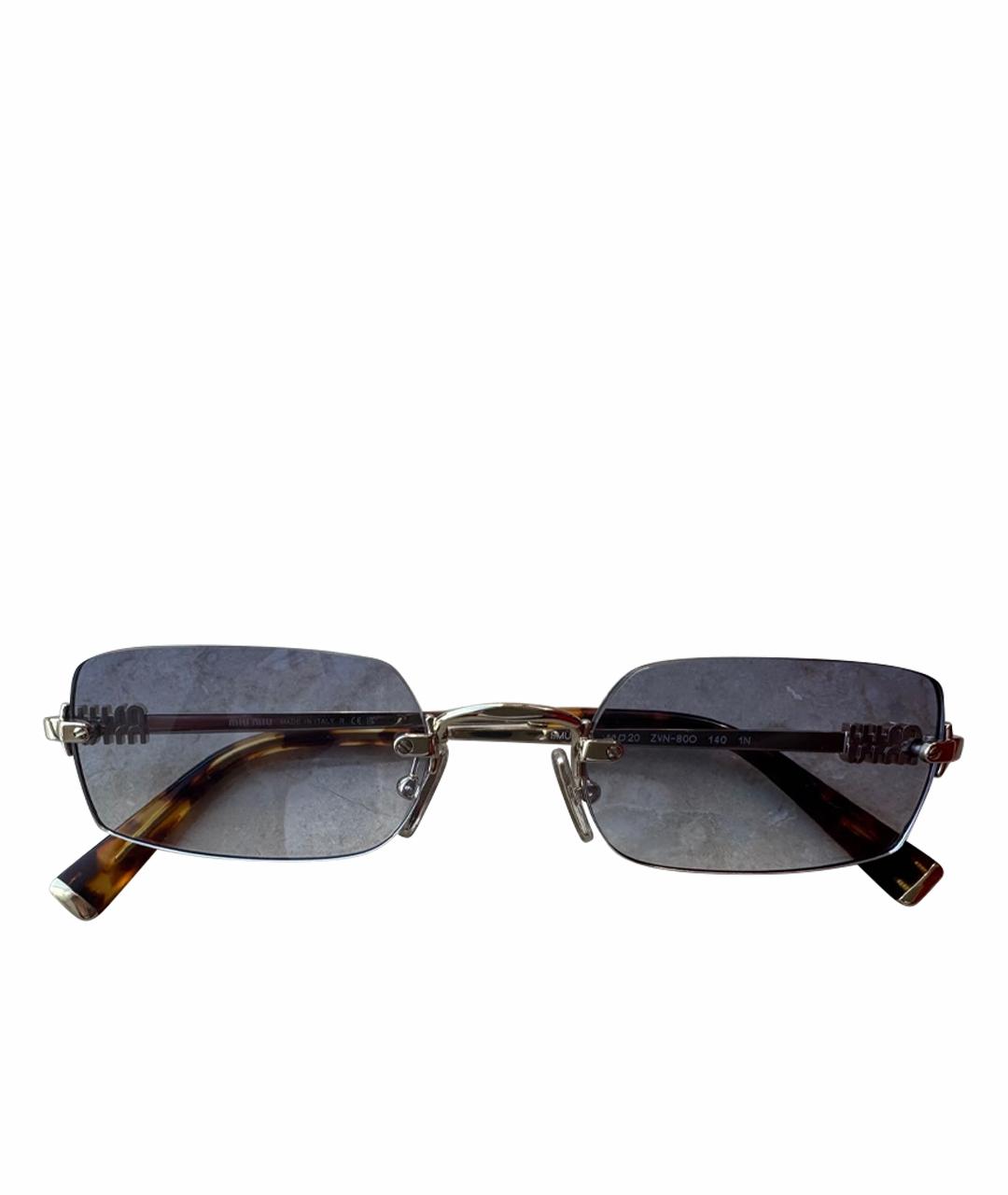 MIU MIU Золотые металлические солнцезащитные очки, фото 1