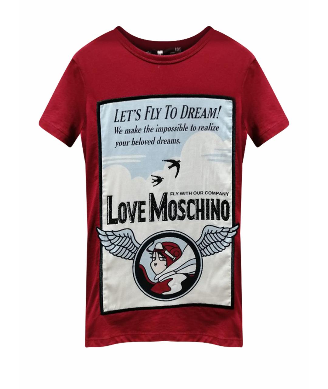 LOVE MOSCHINO Бордовая футболка, фото 1