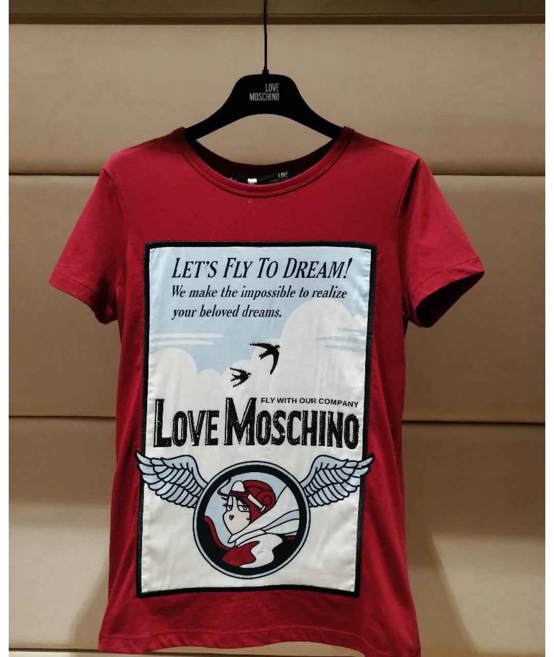 LOVE MOSCHINO Бордовая футболка, фото 3