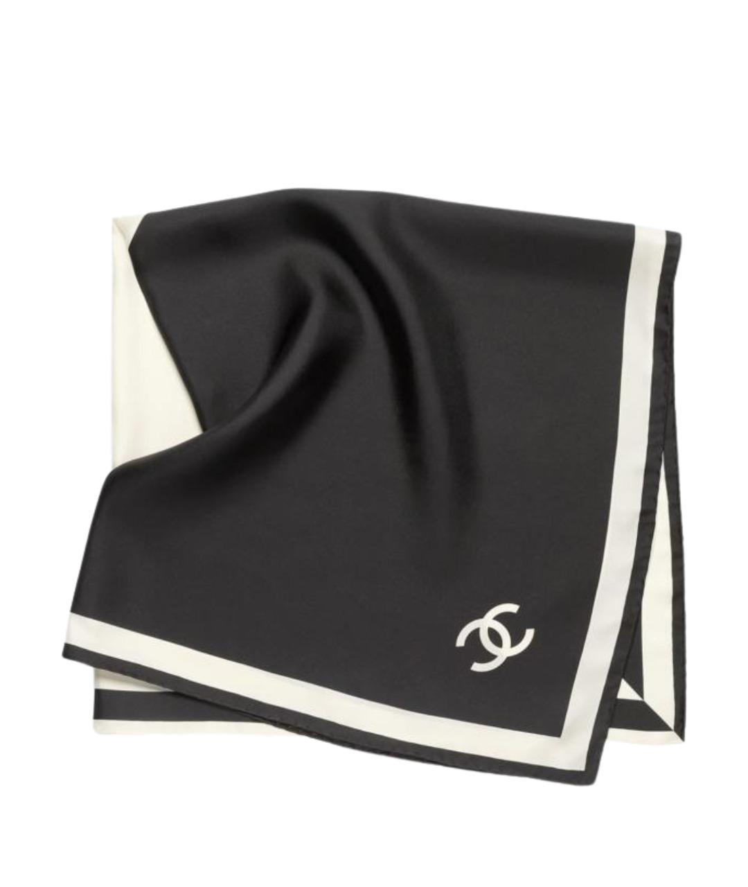 CHANEL Черный шелковый платок, фото 1
