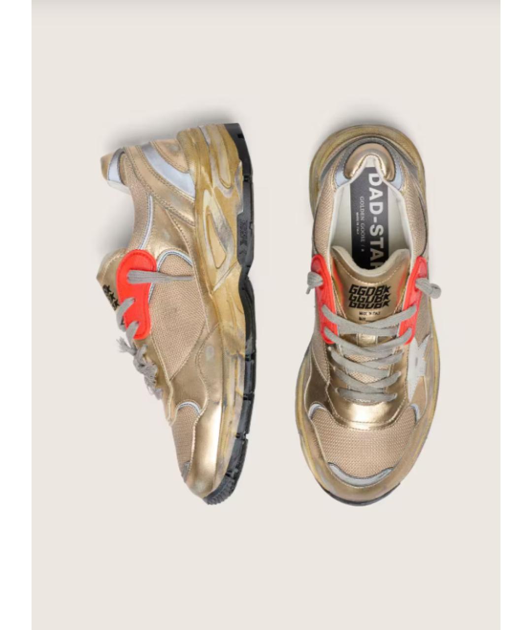 GOLDEN GOOSE DELUXE BRAND Золотые кожаные кроссовки, фото 3