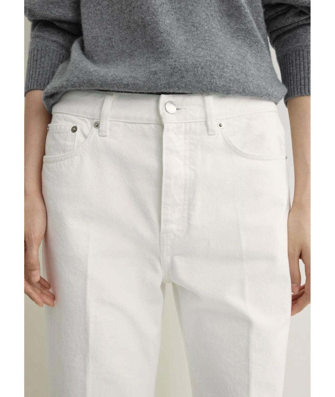 TOTEME Белые хлопковые прямые джинсы, фото 5