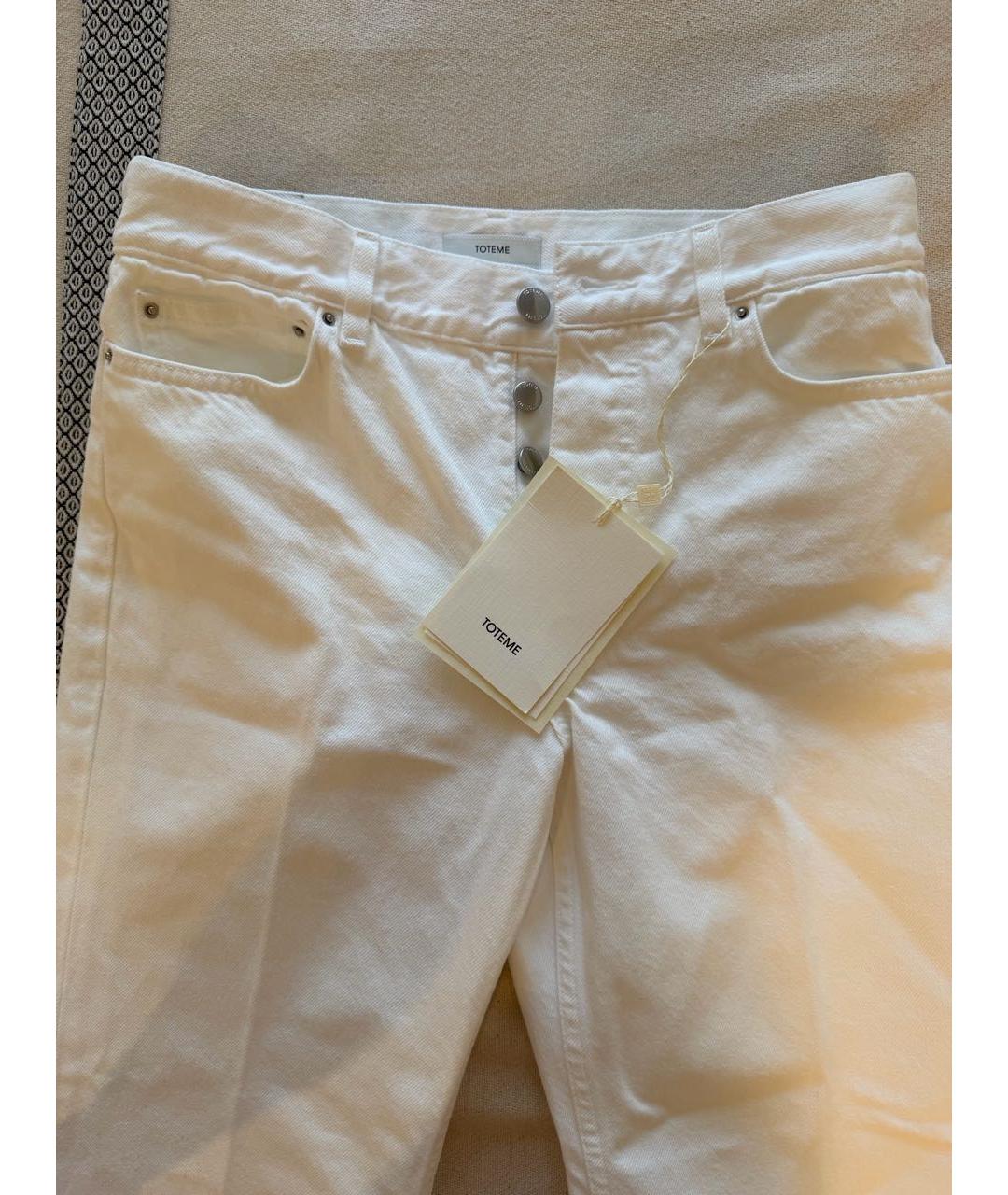 TOTEME Белые хлопковые прямые джинсы, фото 3