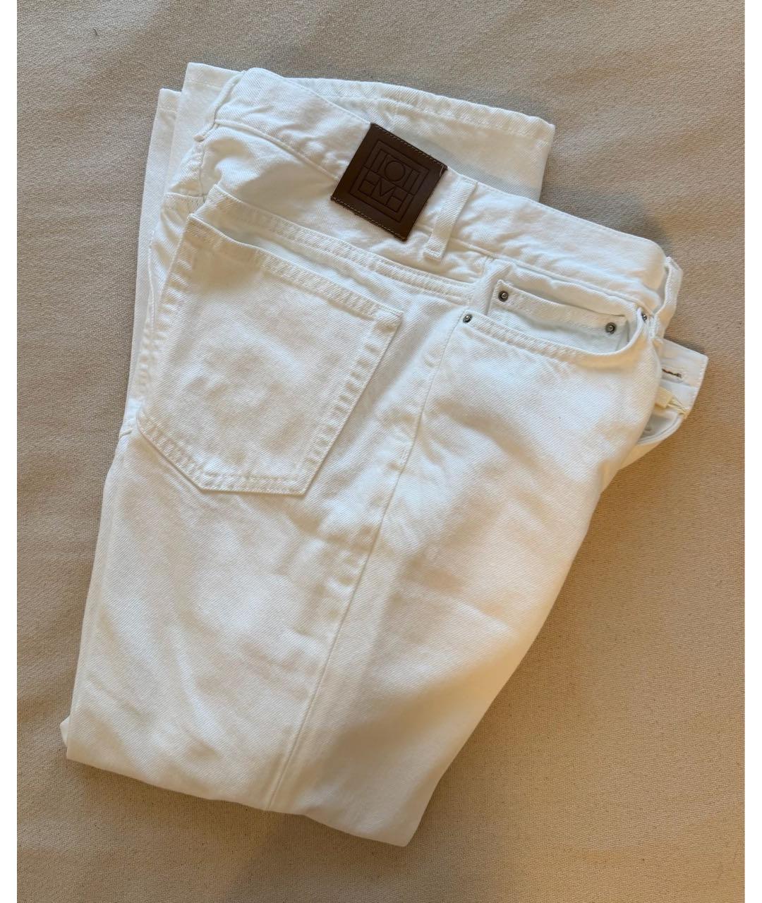 TOTEME Белые хлопковые прямые джинсы, фото 7