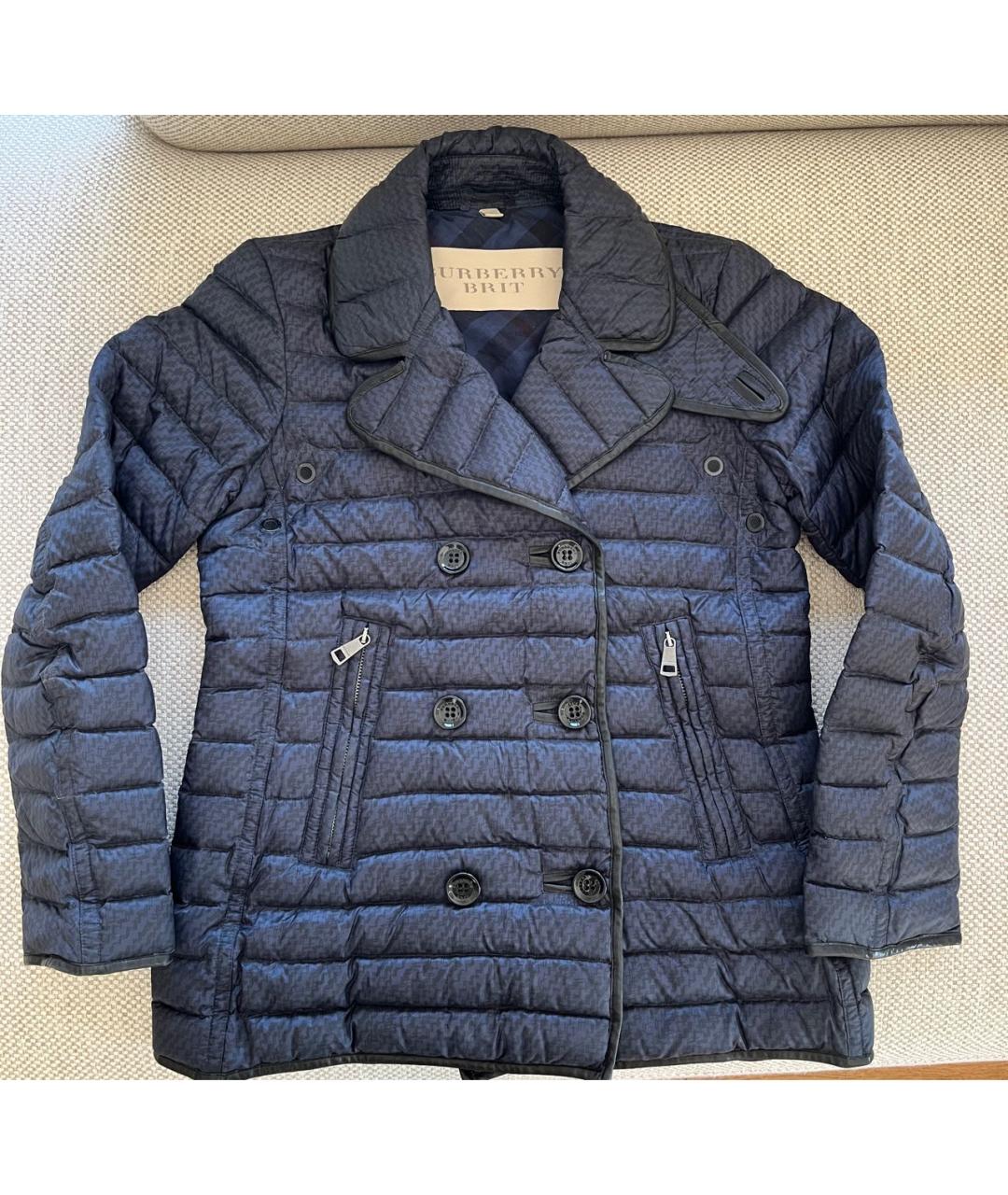 BURBERRY Темно-синяя полиэстеровая куртка, фото 2