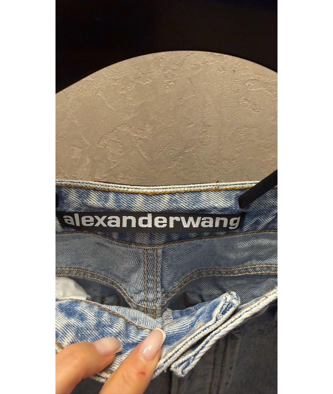 ALEXANDER WANG Голубые хлопковые прямые джинсы, фото 5