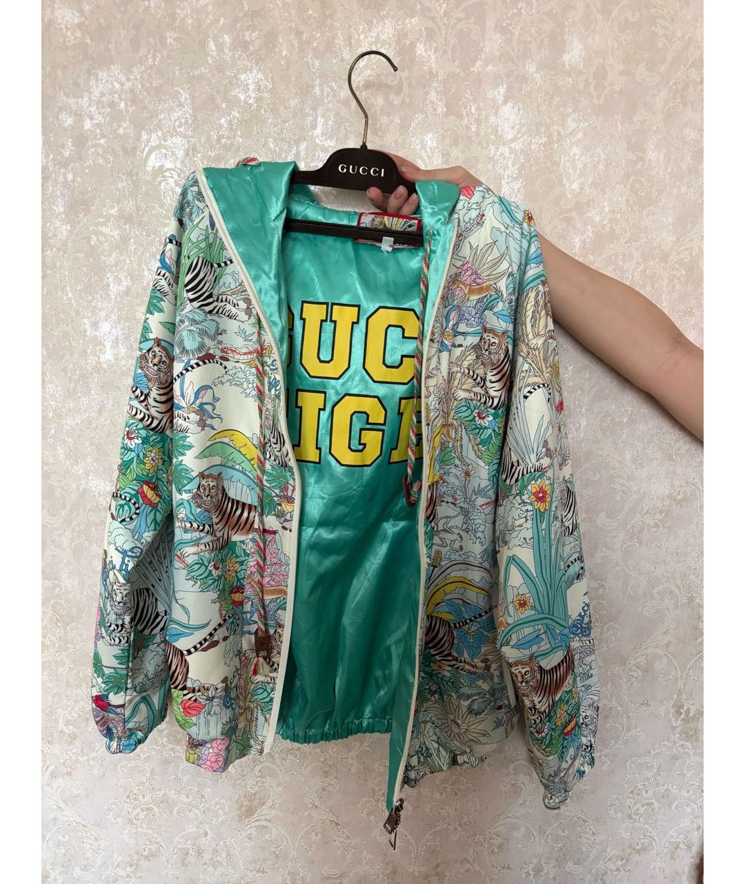 GUCCI Бирюзовая шелковая куртка, фото 6