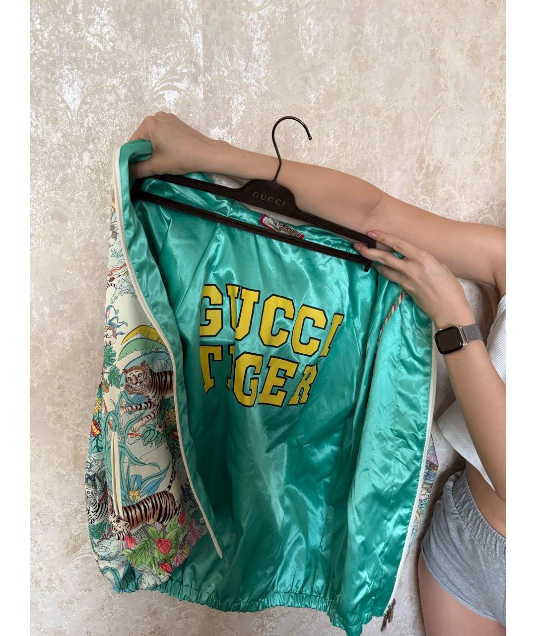 GUCCI Бирюзовая шелковая куртка, фото 5