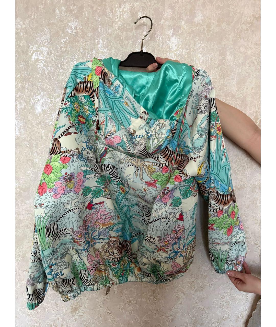 GUCCI Бирюзовая шелковая куртка, фото 2