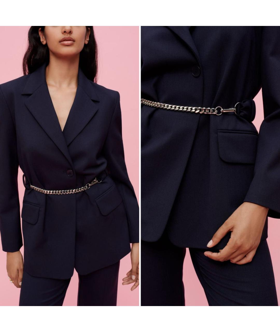 MAJE Темно-синий шерстяной костюм с брюками, фото 3