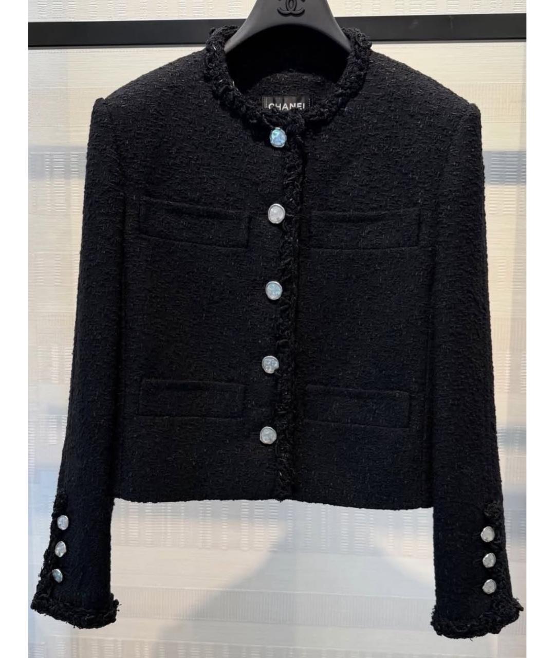CHANEL Черный твидовый жакет/пиджак, фото 3
