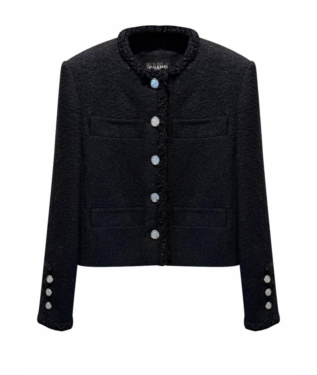 CHANEL Черный твидовый жакет/пиджак, фото 1