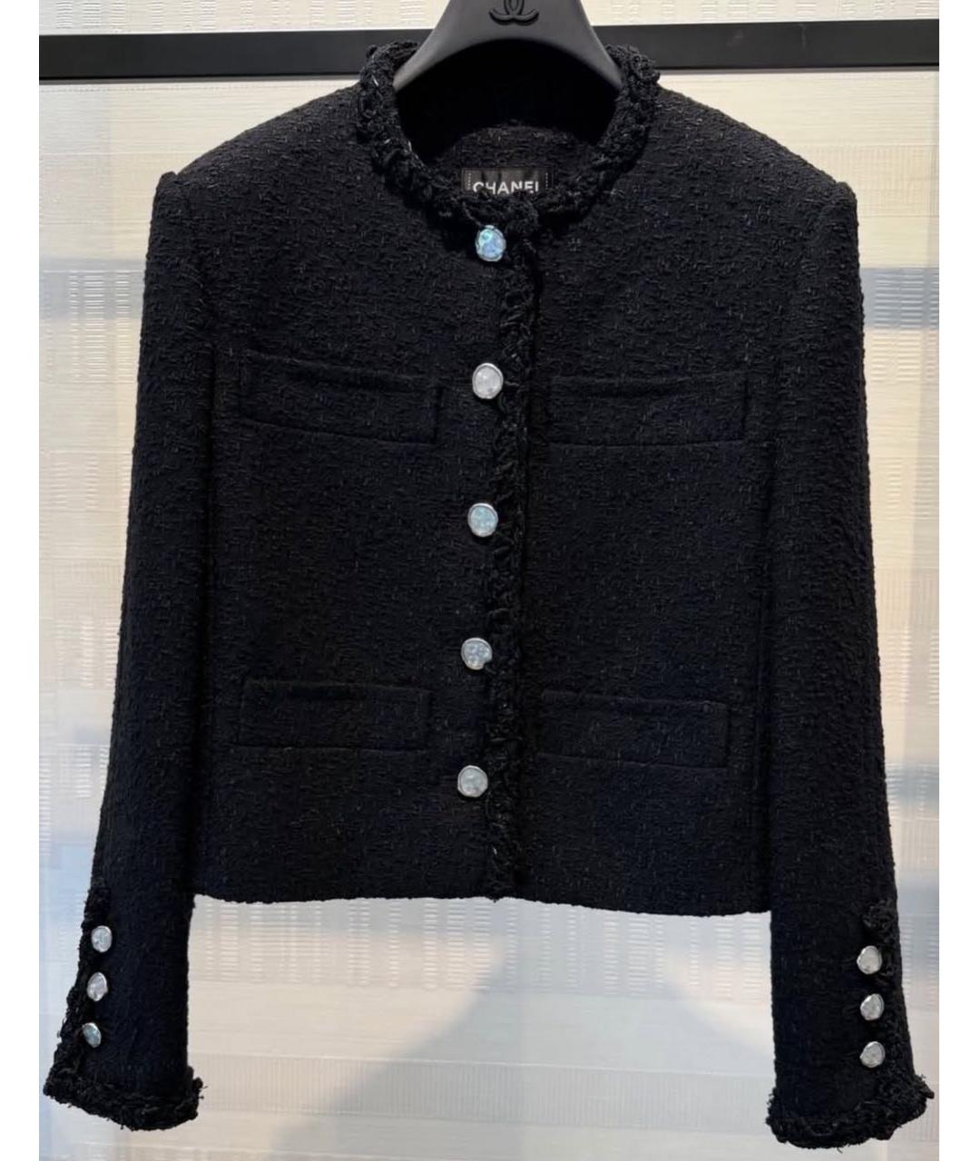 CHANEL Черный твидовый жакет/пиджак, фото 2