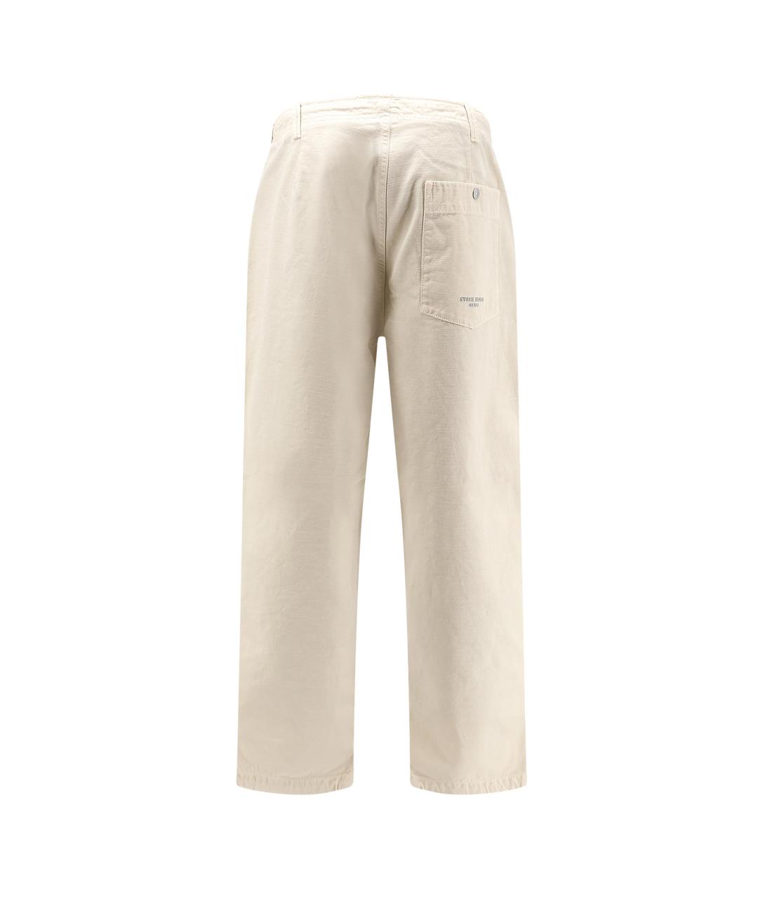 STONE ISLAND Белые хлопковые повседневные брюки, фото 2