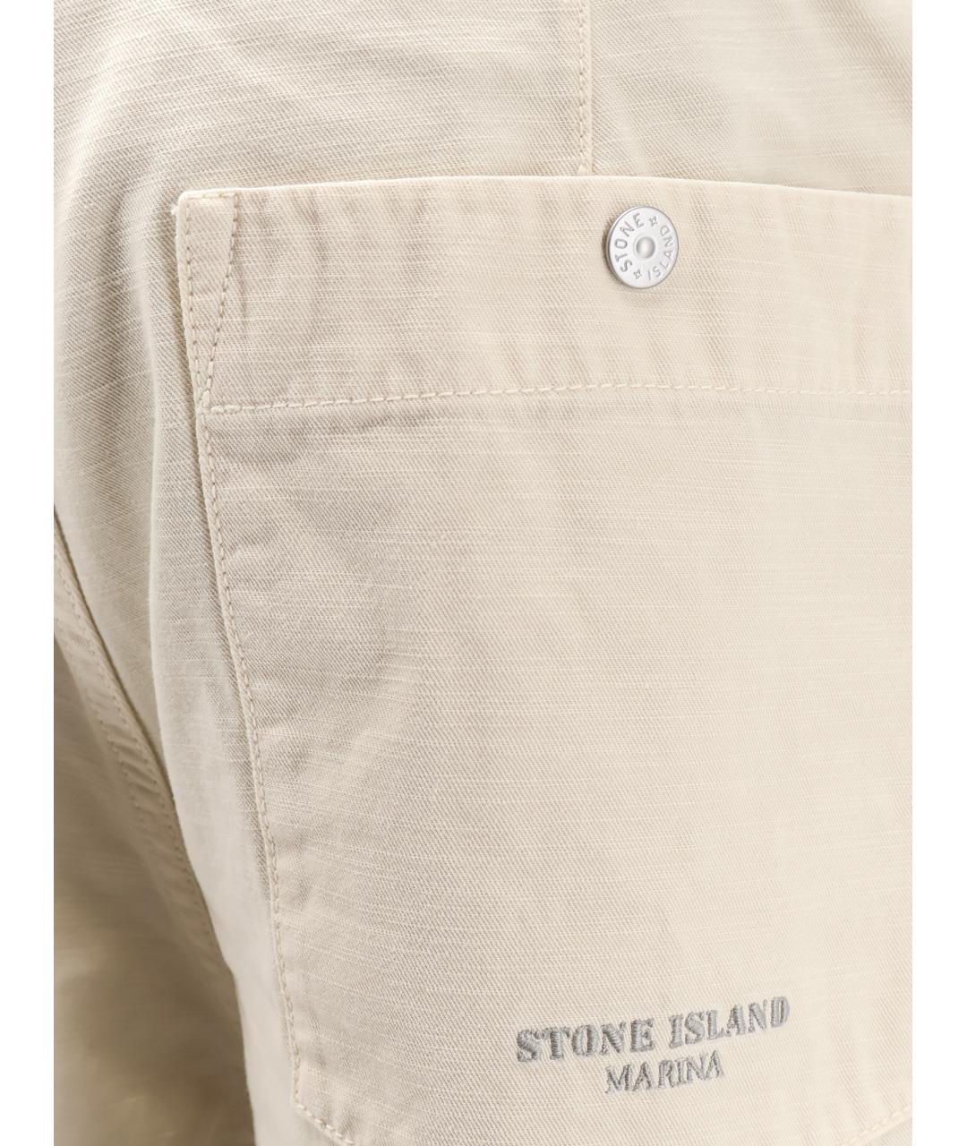 STONE ISLAND Белые хлопковые повседневные брюки, фото 3