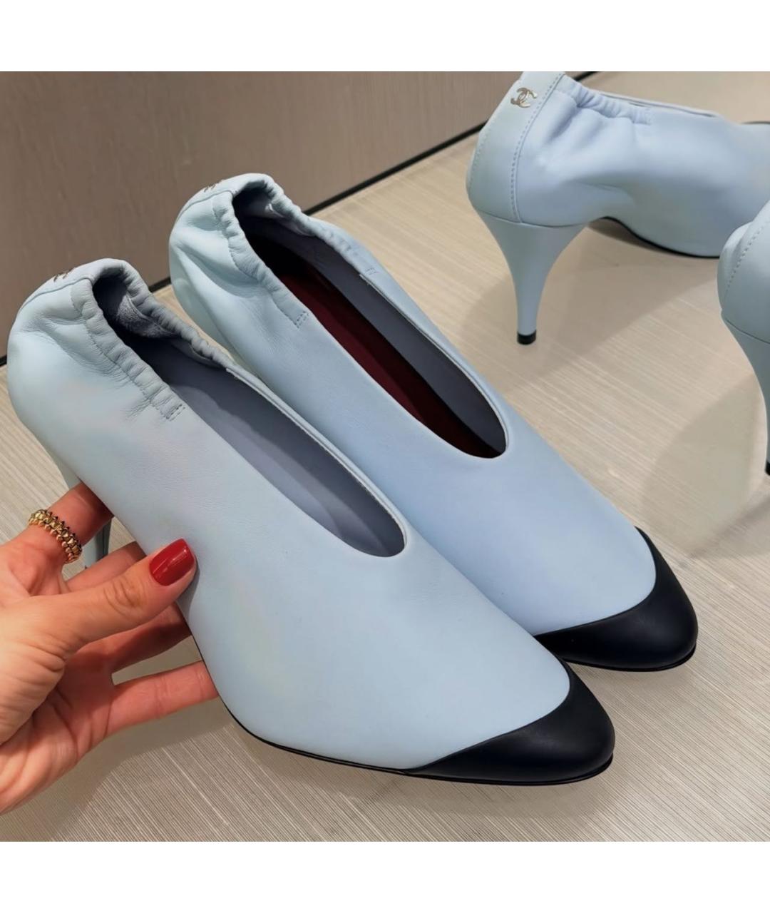 CHANEL Голубые кожаные туфли, фото 2