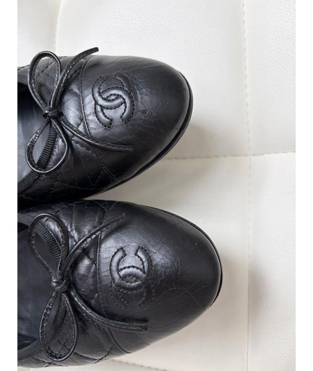 CHANEL Черные кожаные балетки, фото 5