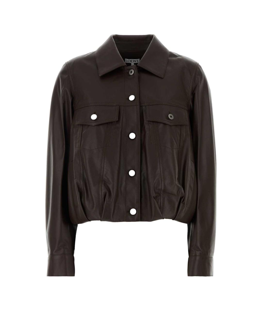 LOEWE Коричневый кожаный жакет/пиджак, фото 1
