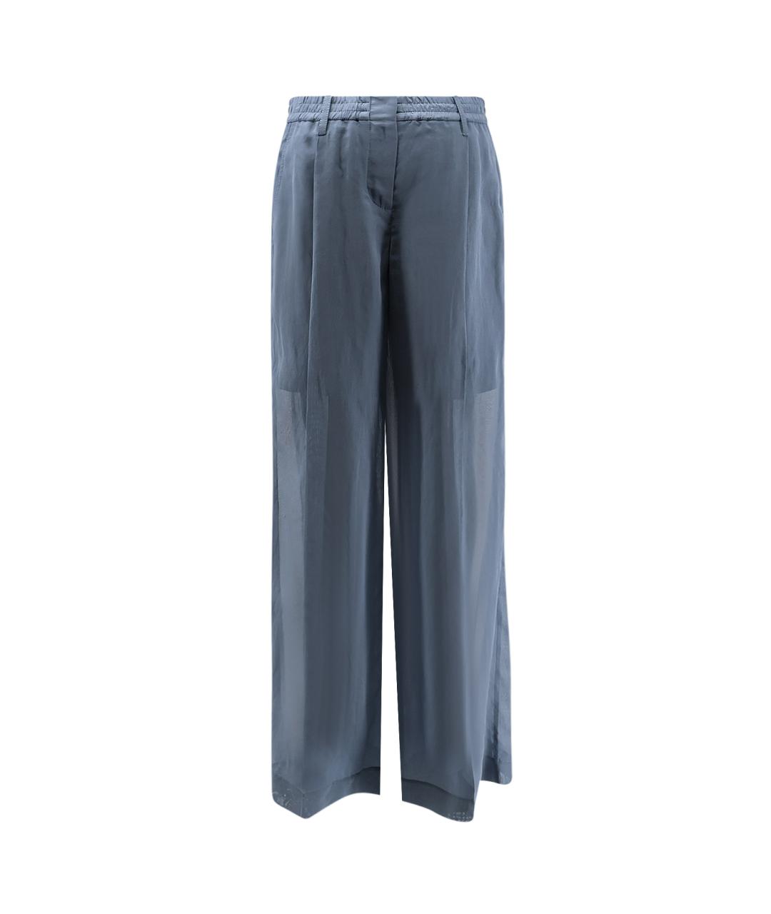 BRUNELLO CUCINELLI Синие хлопковые брюки широкие, фото 1