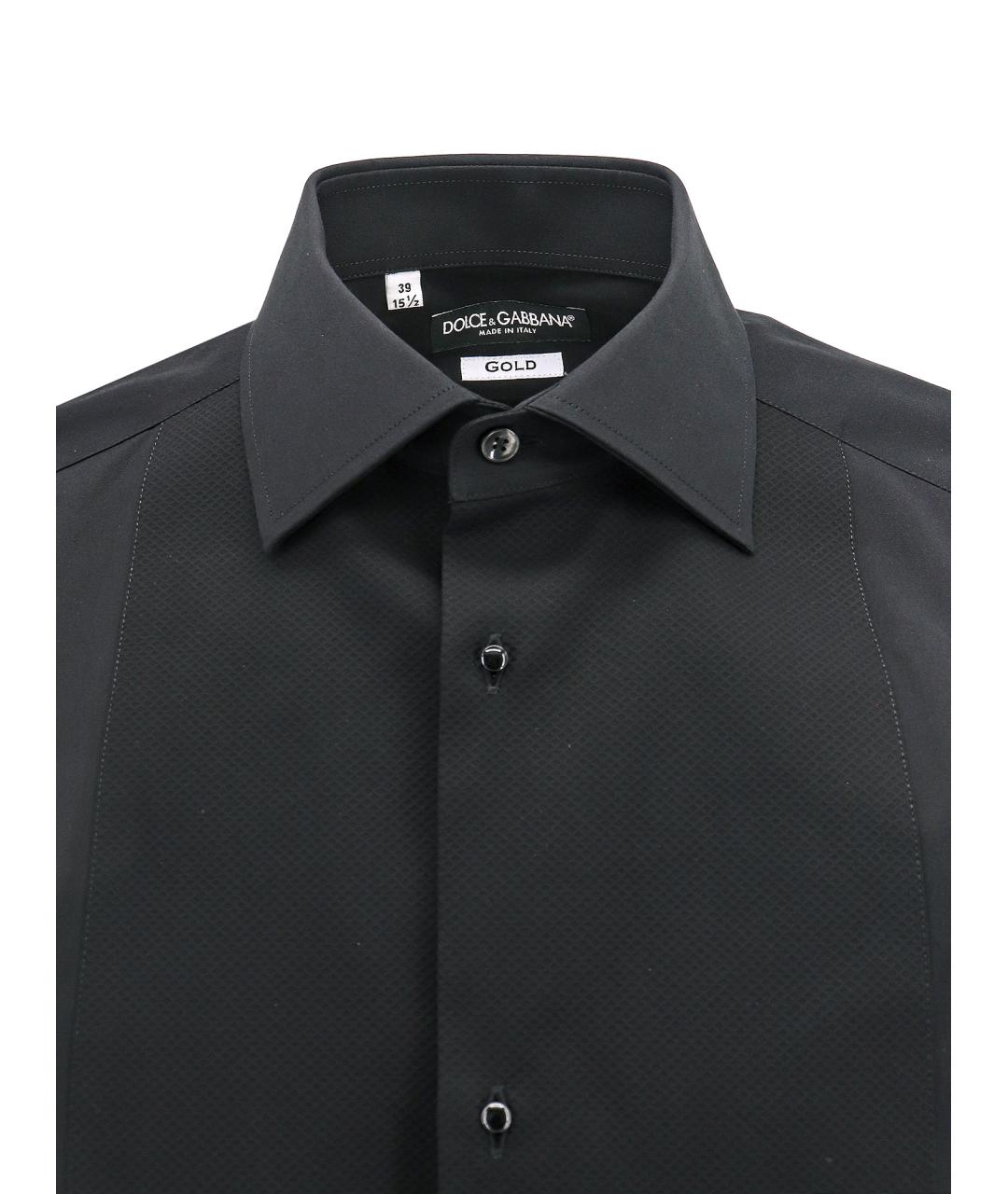 DOLCE&GABBANA Черная хлопковая классическая рубашка, фото 3