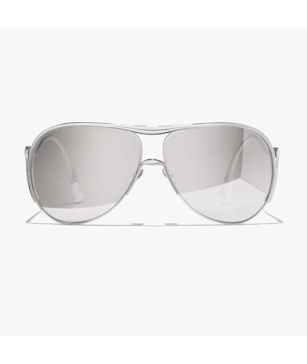 CHANEL Серебряные металлические солнцезащитные очки, фото 2