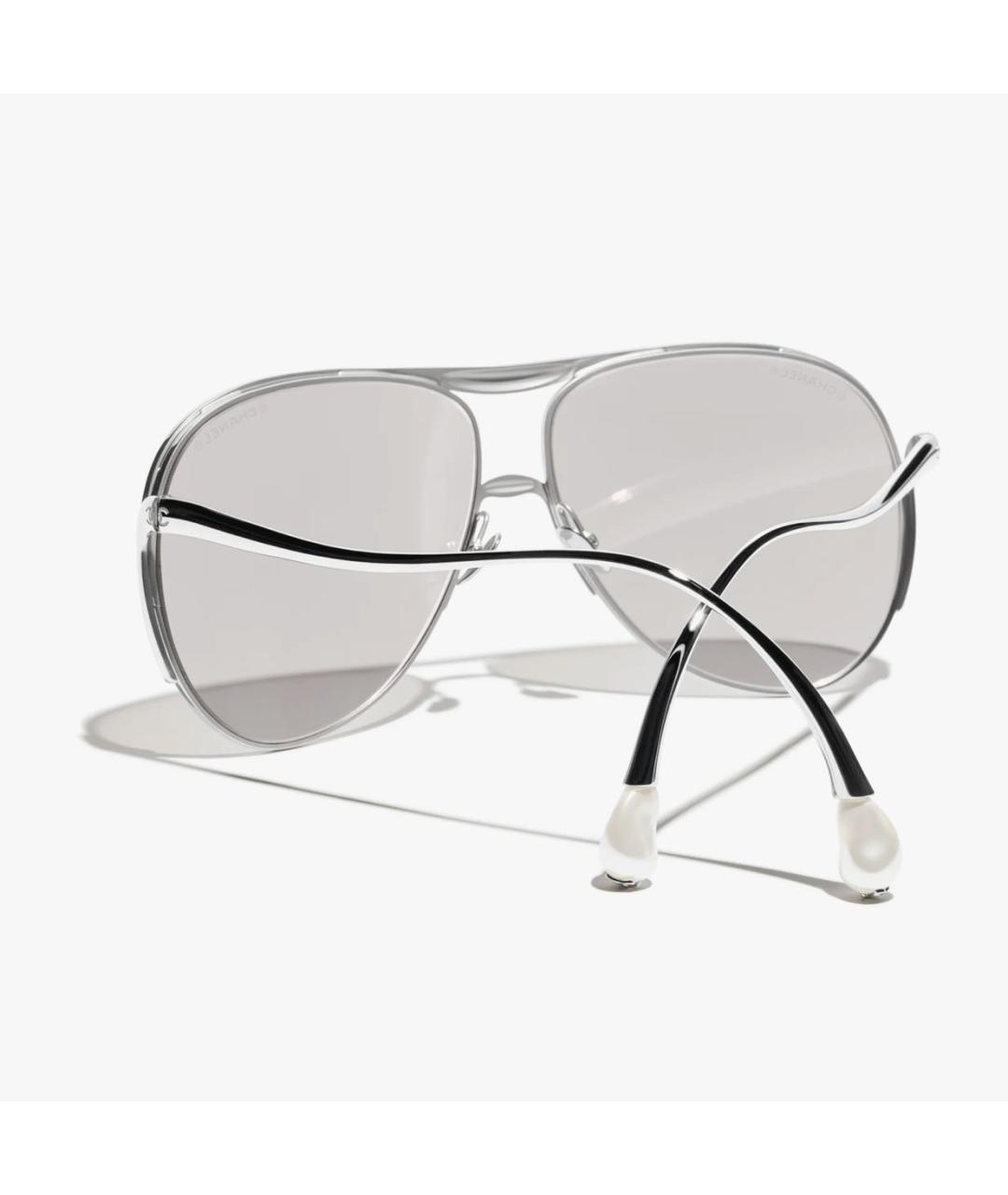 CHANEL Серебряные металлические солнцезащитные очки, фото 4