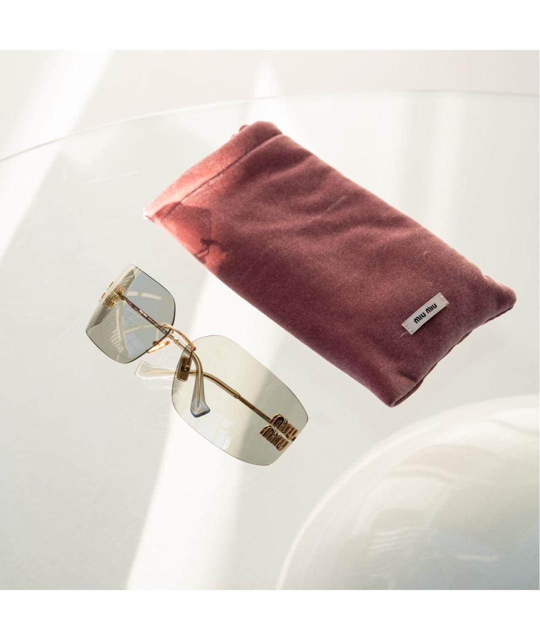 MIU MIU Золотые металлические солнцезащитные очки, фото 2