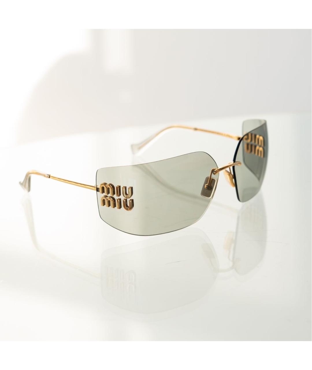 MIU MIU Золотые металлические солнцезащитные очки, фото 8