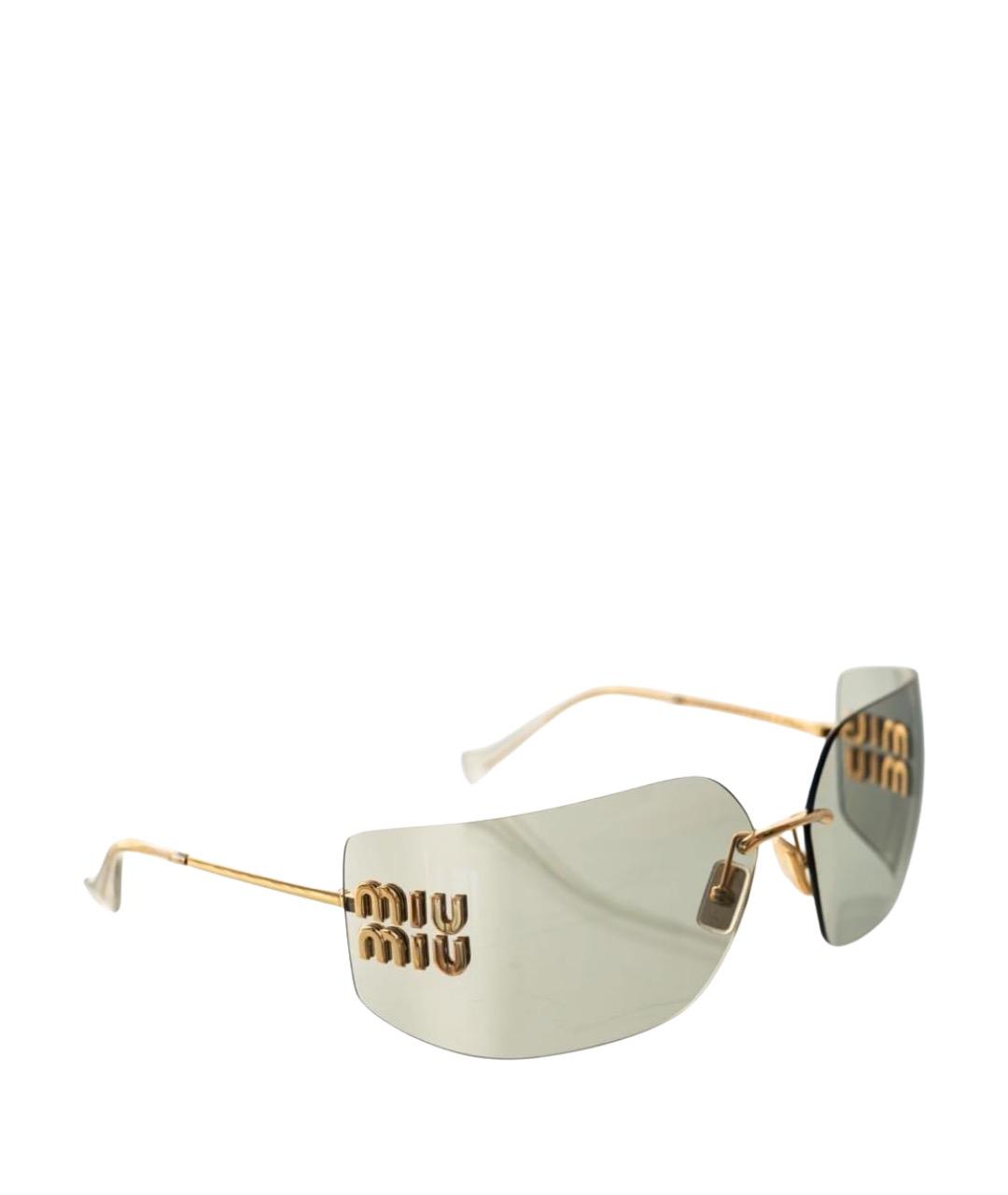 MIU MIU Золотые металлические солнцезащитные очки, фото 1