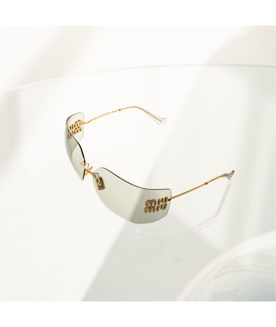 MIU MIU Золотые металлические солнцезащитные очки, фото 4