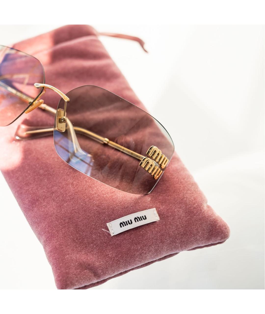 MIU MIU Золотые металлические солнцезащитные очки, фото 3