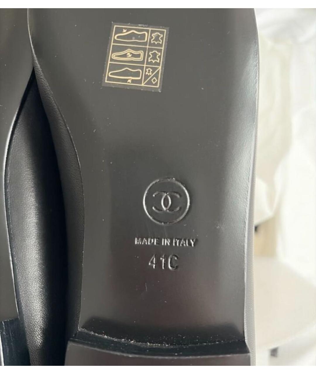 CHANEL Черные кожаные балетки, фото 5