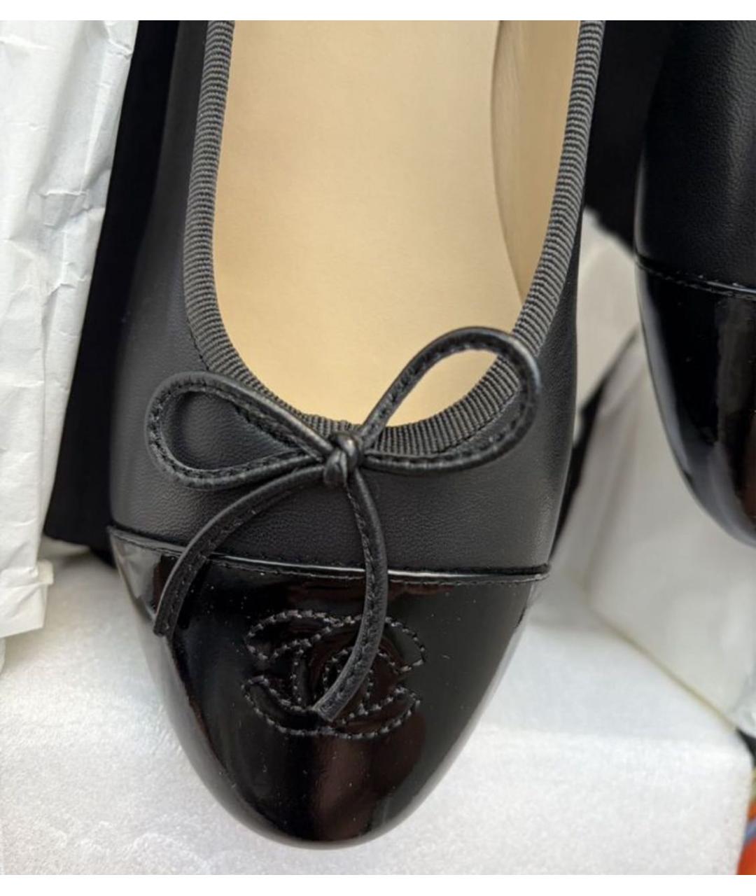 CHANEL Черные кожаные балетки, фото 6