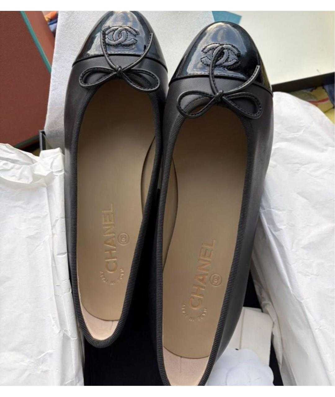 CHANEL Черные кожаные балетки, фото 3