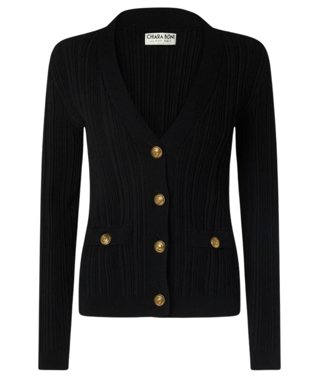CHIARA BONI Черный вискозный кардиган, фото 1