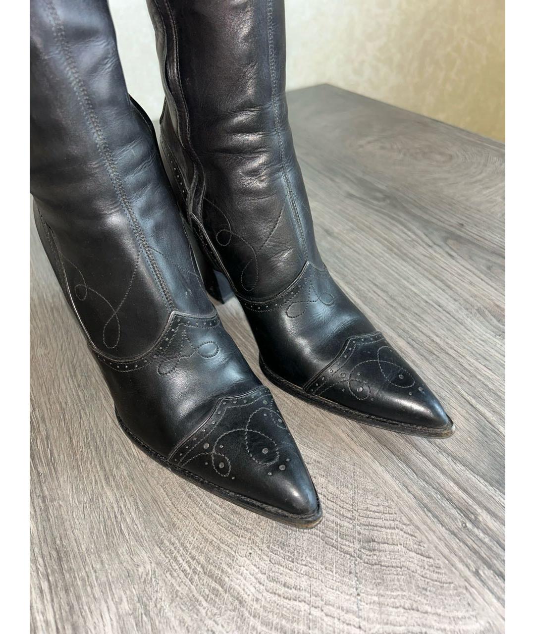 PRADA Черные кожаные сапоги, фото 3