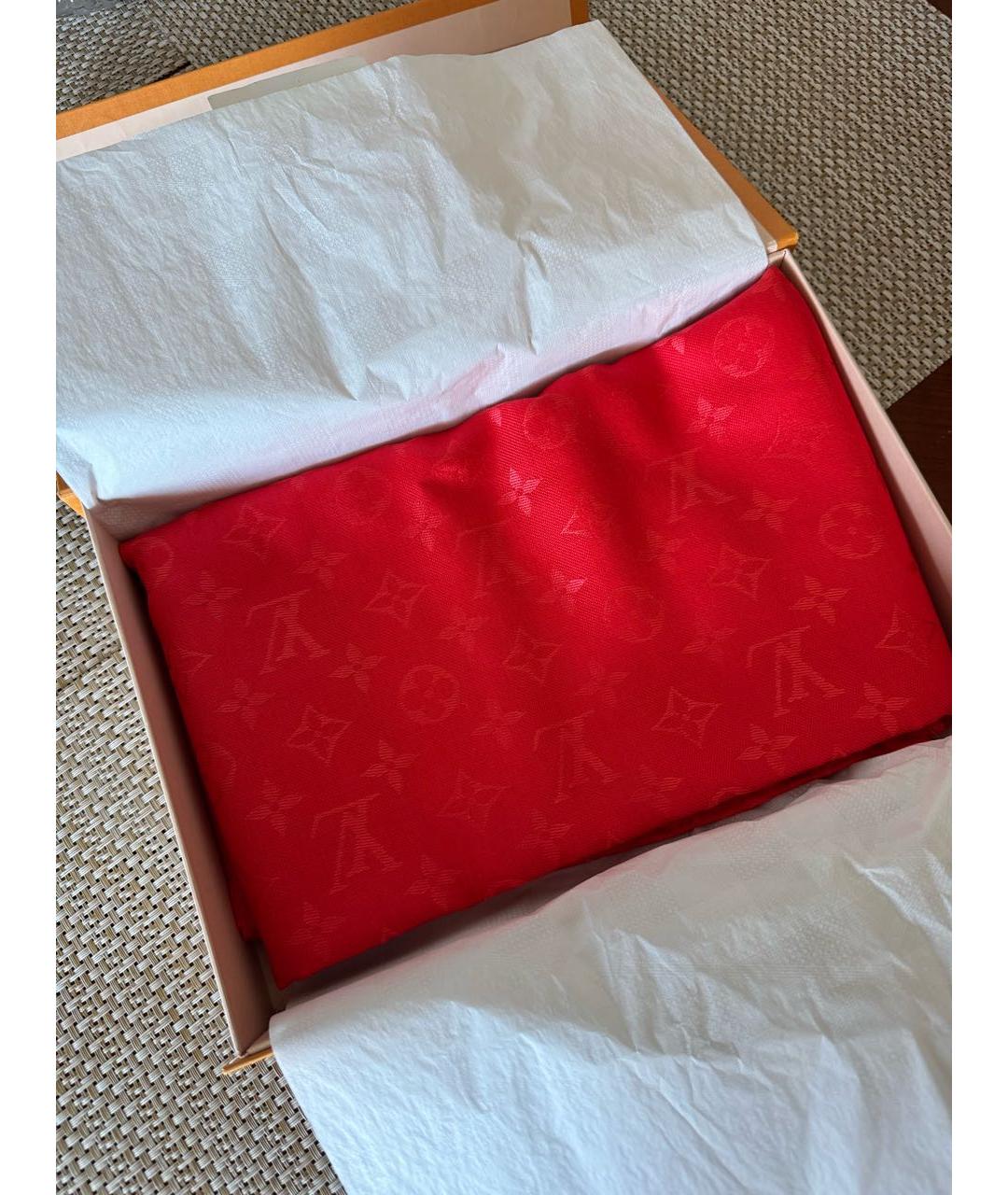 LOUIS VUITTON Красный шерстяной платок, фото 5