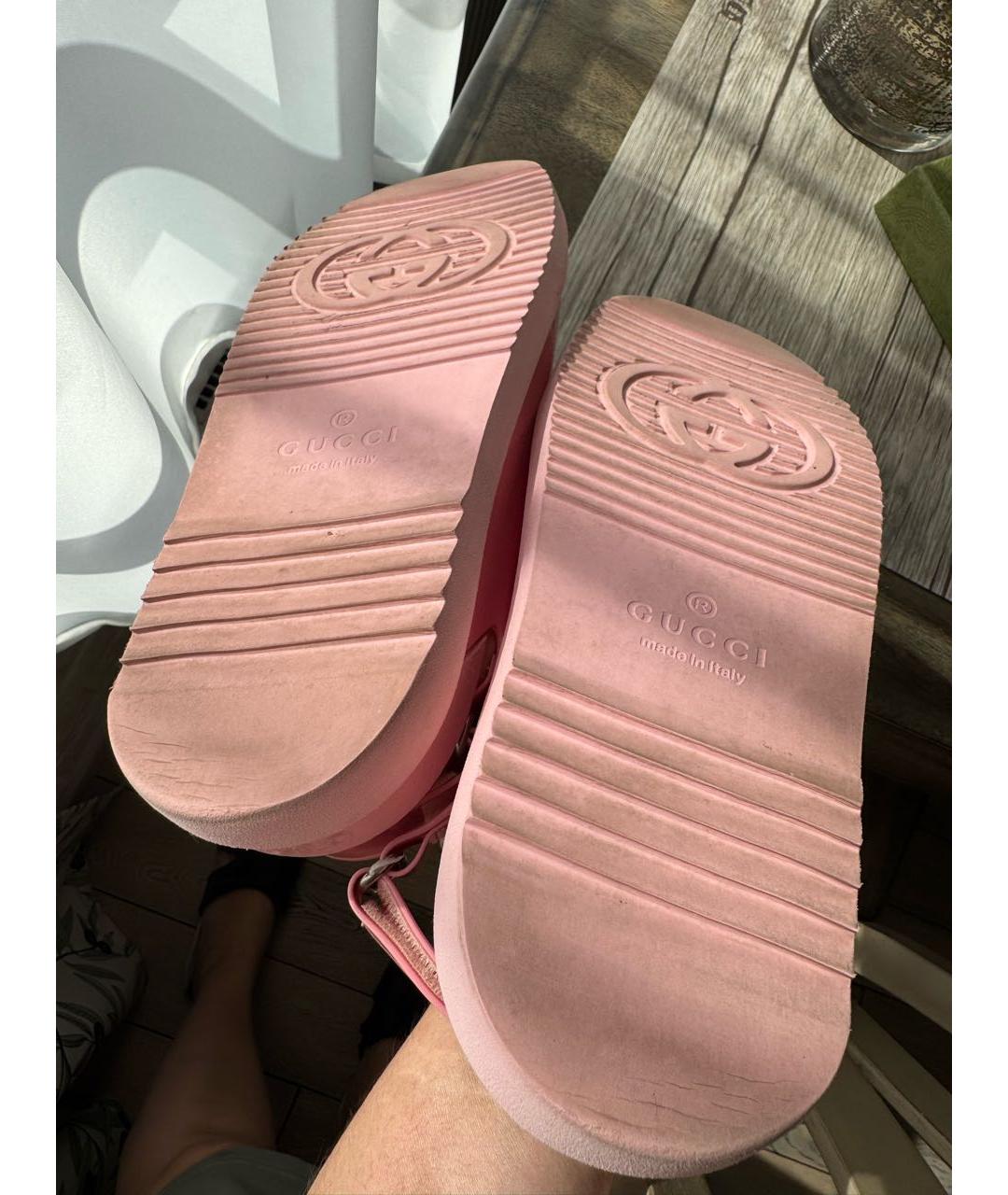 GUCCI Розовые резиновые сандалии, фото 3