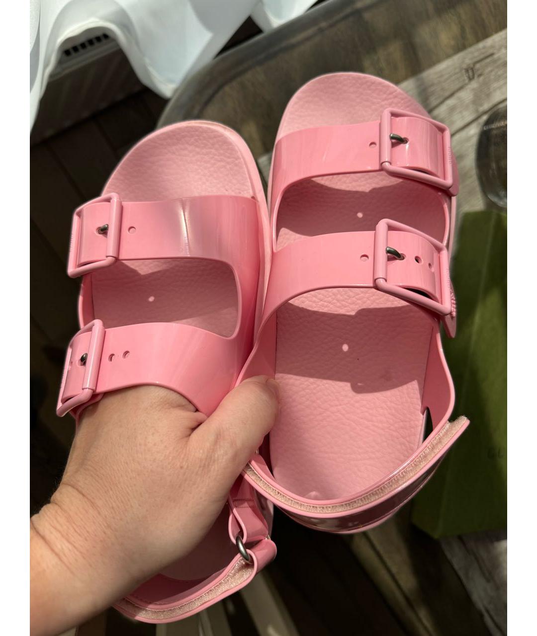 GUCCI Розовые резиновые сандалии, фото 2