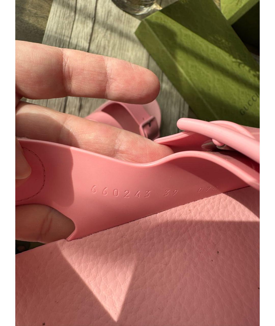 GUCCI Розовые резиновые сандалии, фото 5