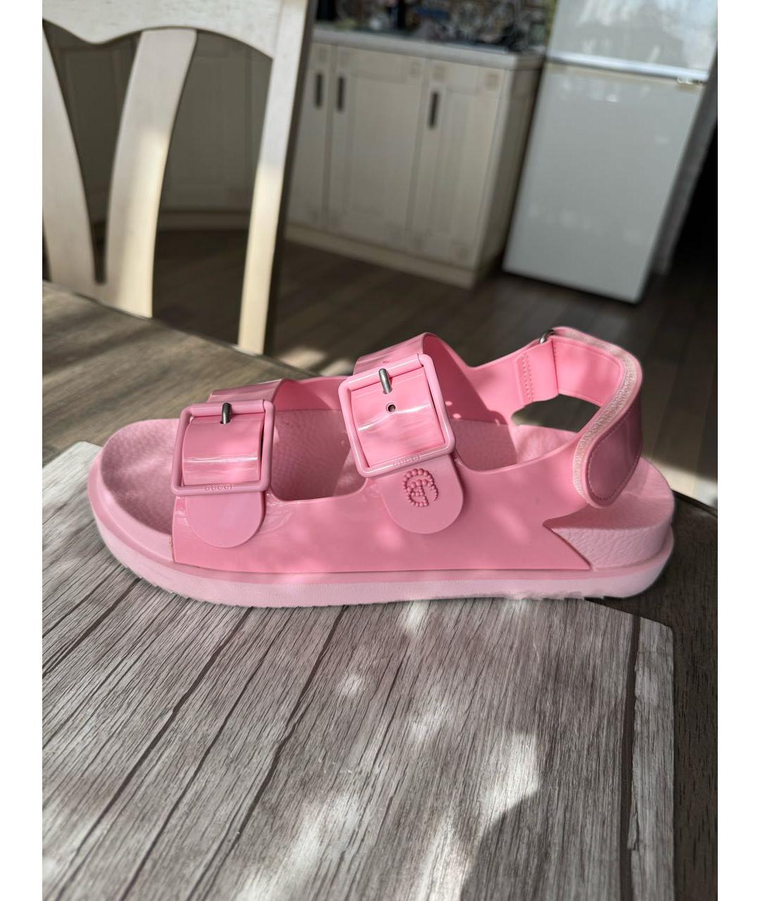GUCCI Розовые резиновые сандалии, фото 8