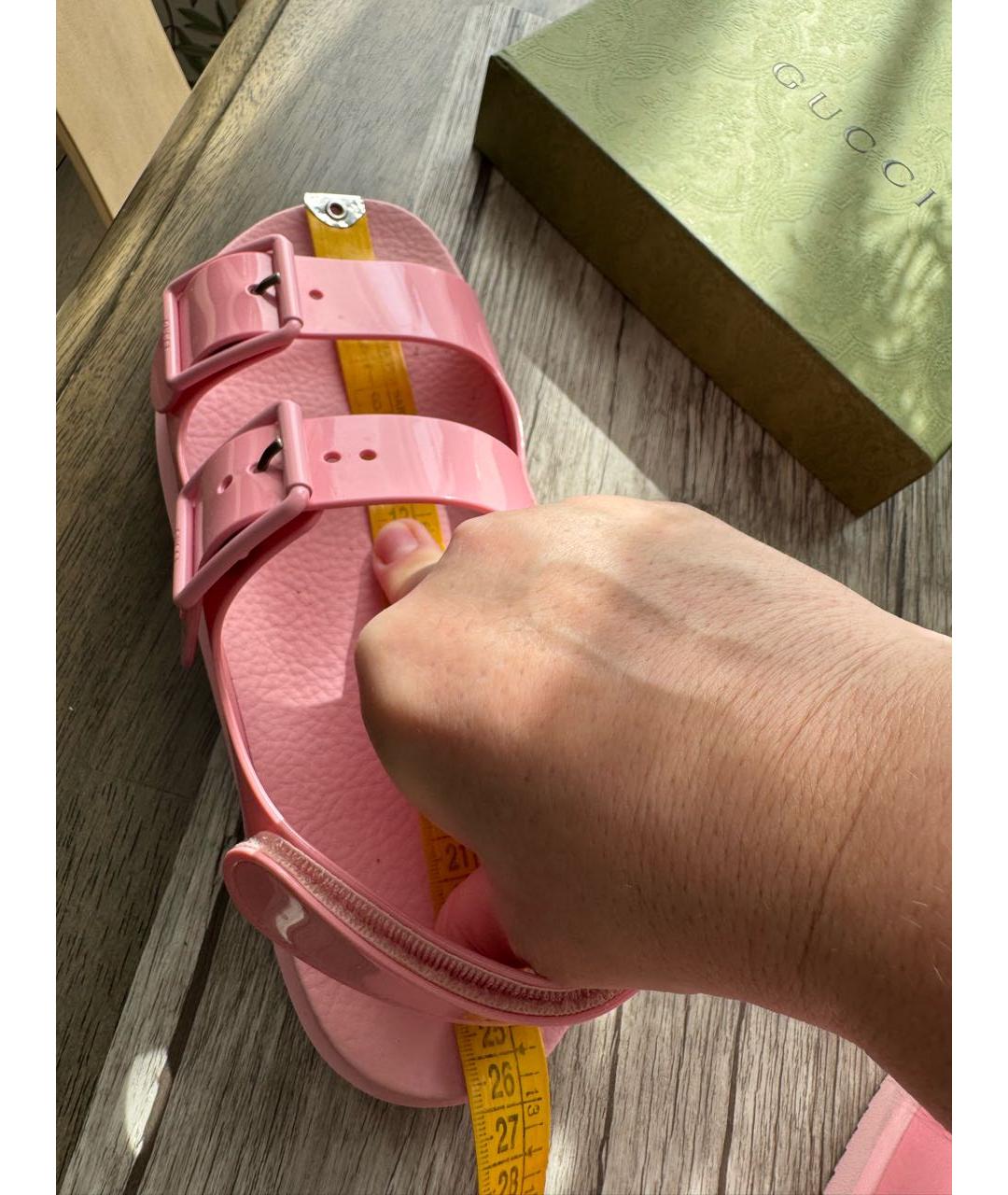 GUCCI Розовые резиновые сандалии, фото 6