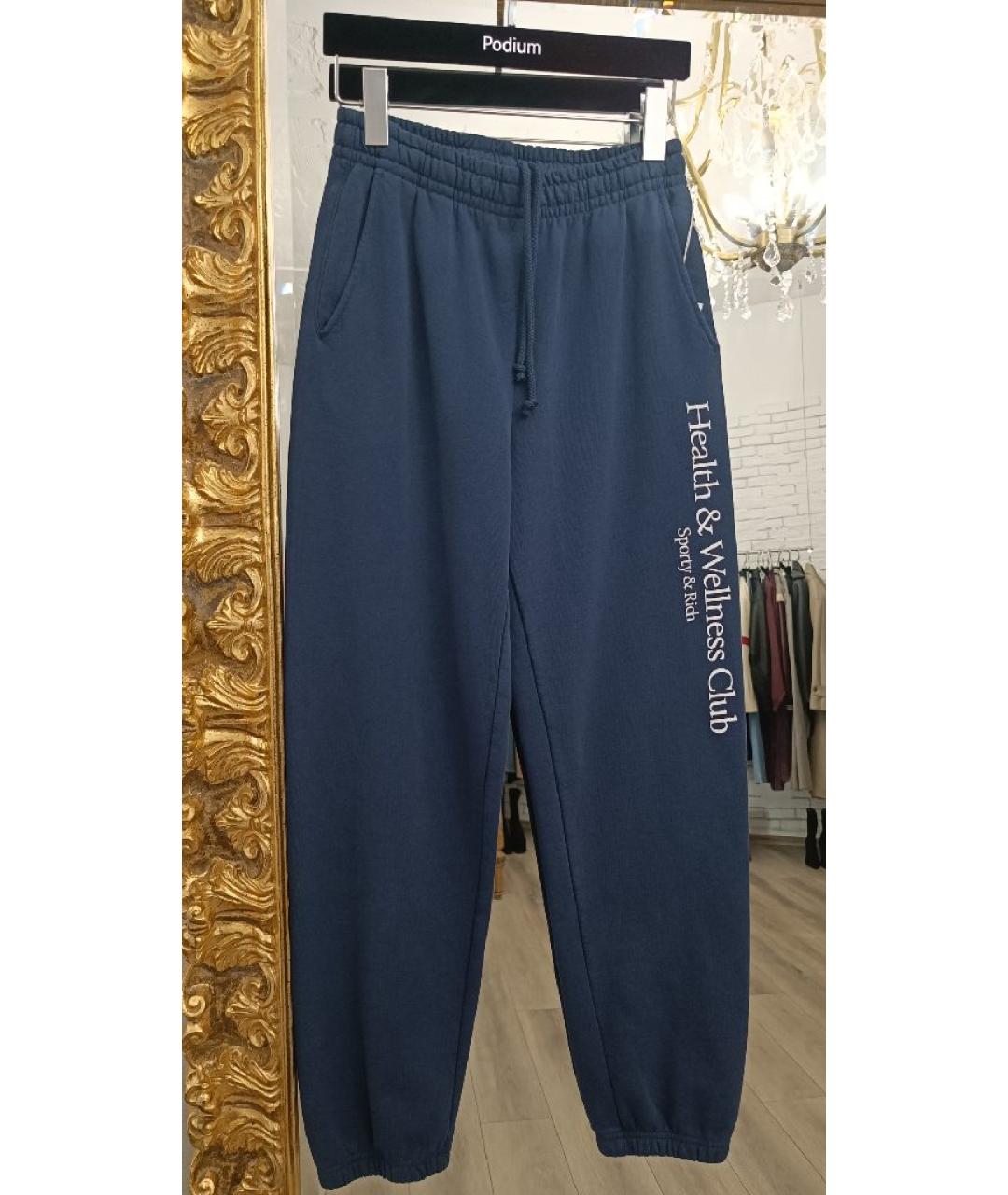 SPORTY AND RICH Темно-синие хлопковые спортивные брюки и шорты, фото 6