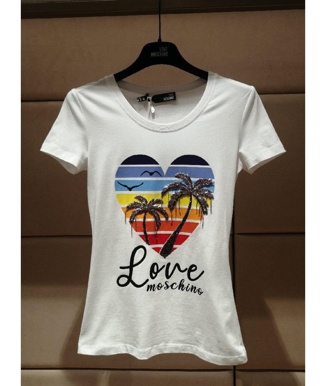 LOVE MOSCHINO Белая хлопковая футболка, фото 3