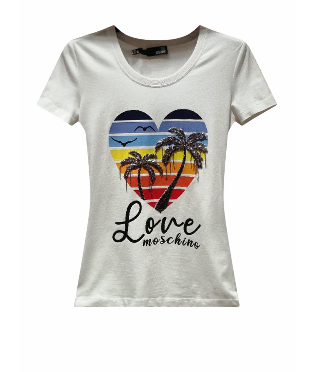 LOVE MOSCHINO Белая хлопковая футболка, фото 1