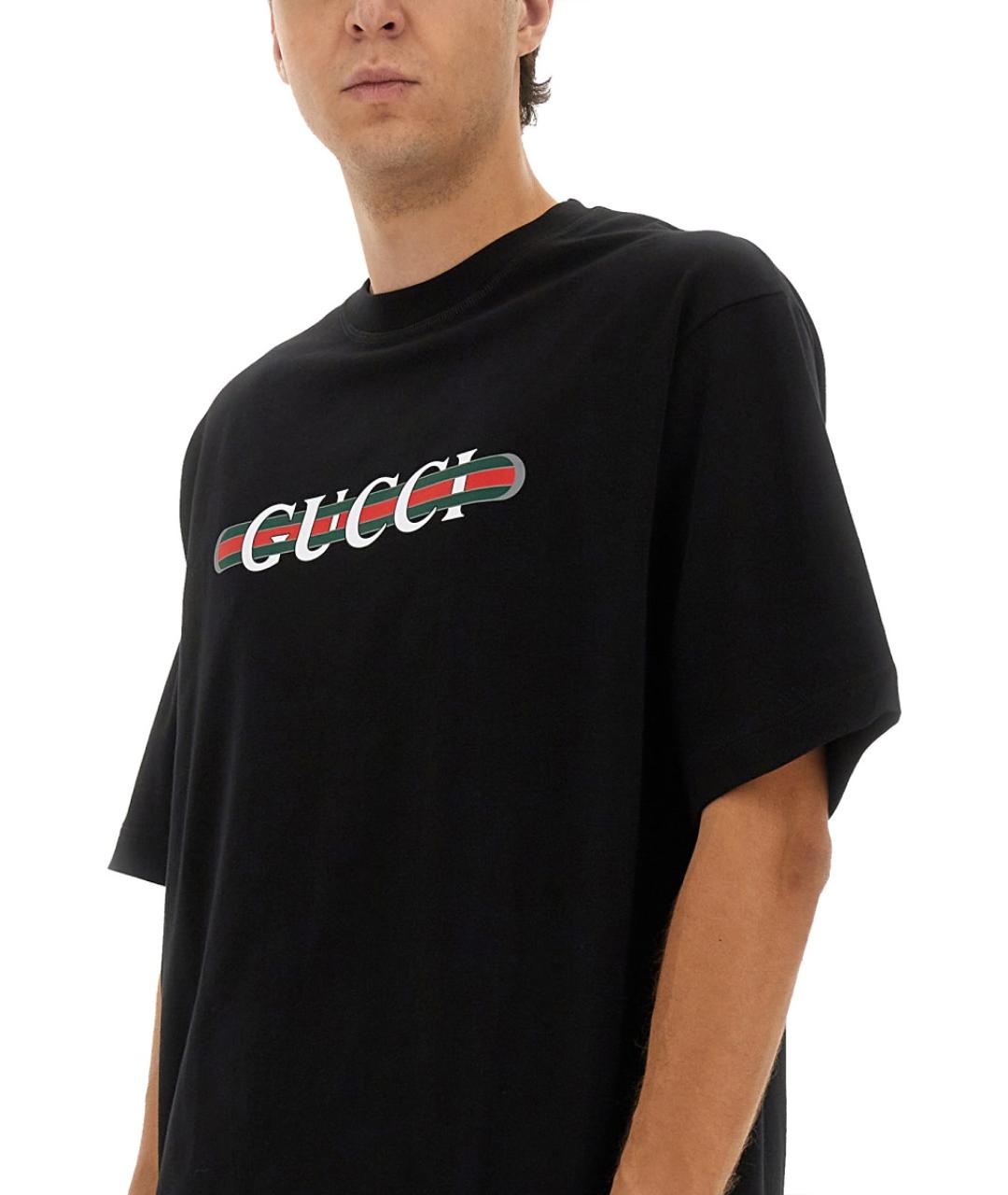 GUCCI Черная хлопковая футболка, фото 4