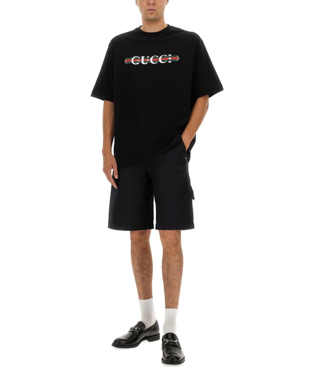 GUCCI Черная хлопковая футболка, фото 2
